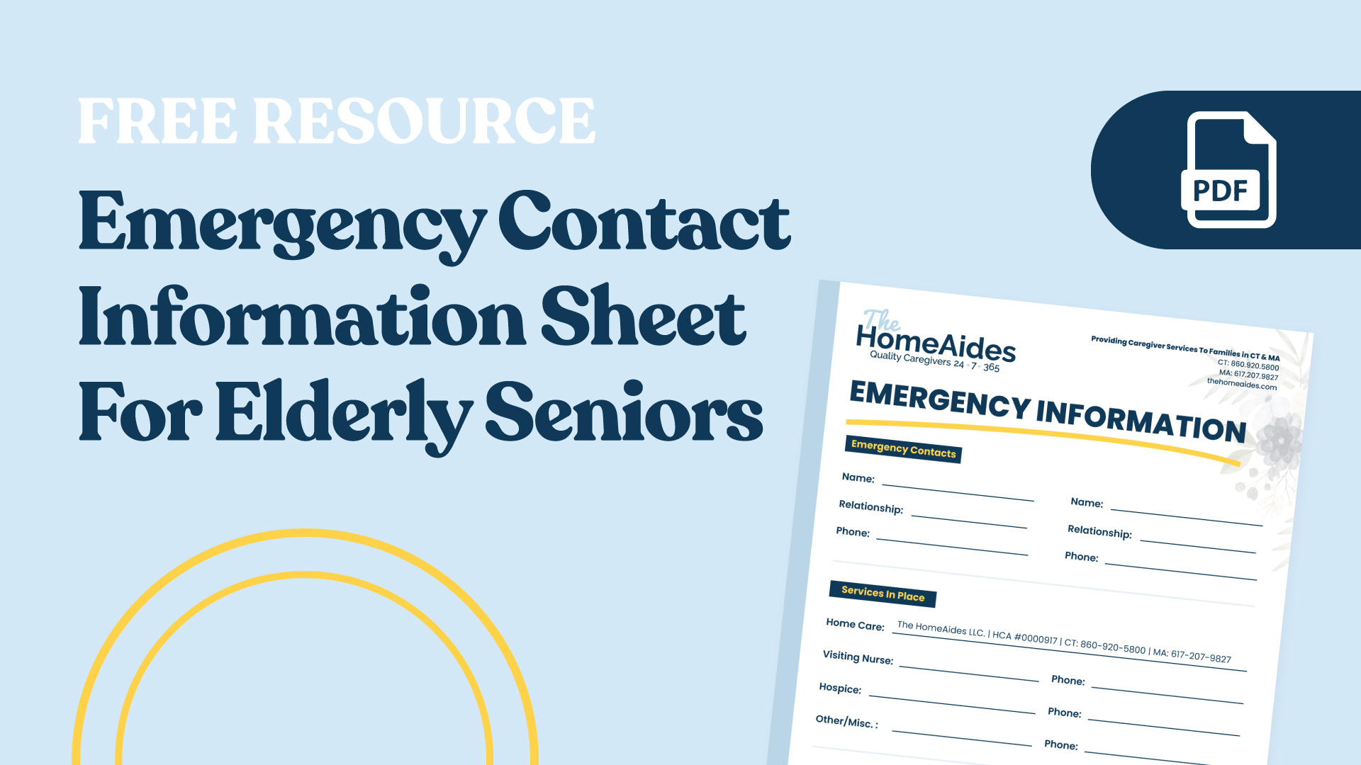 Featured image for the blog post titled, "The-HomeAide-Emergency-Contact-Information-Shet-For-Elderly-Seniors